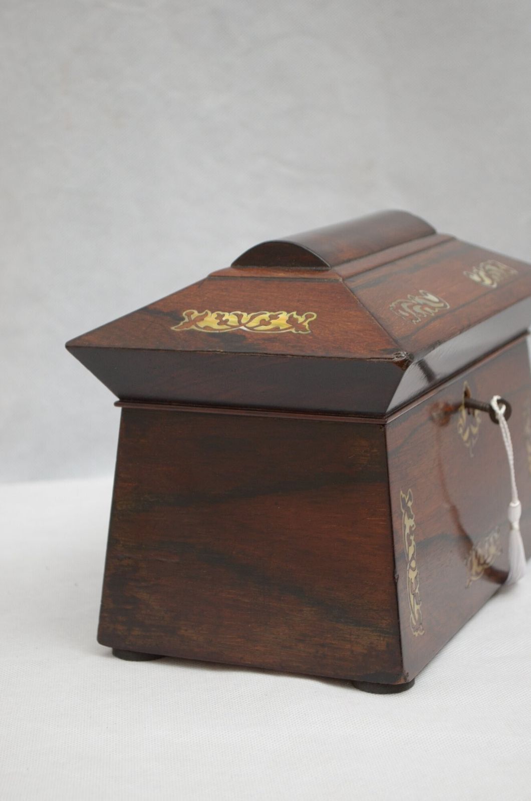 Regency Rosewood Sarcophagus Jewellery Box Tea Caddy photo vintage