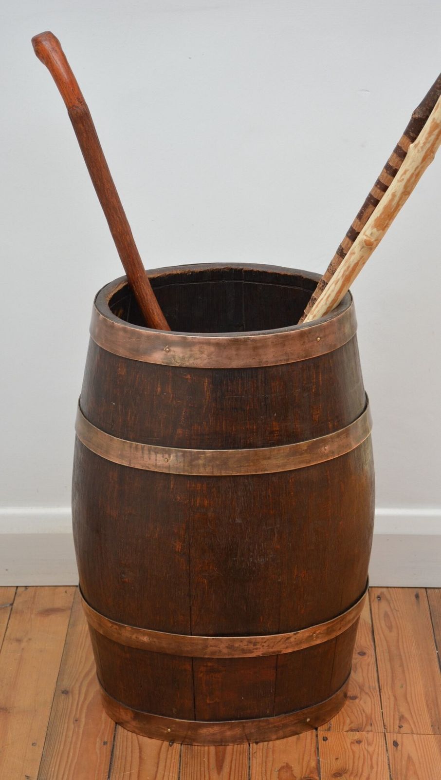 Victorian Oak Country House Coopered Barrel Umbrella Stand photo vinterior
