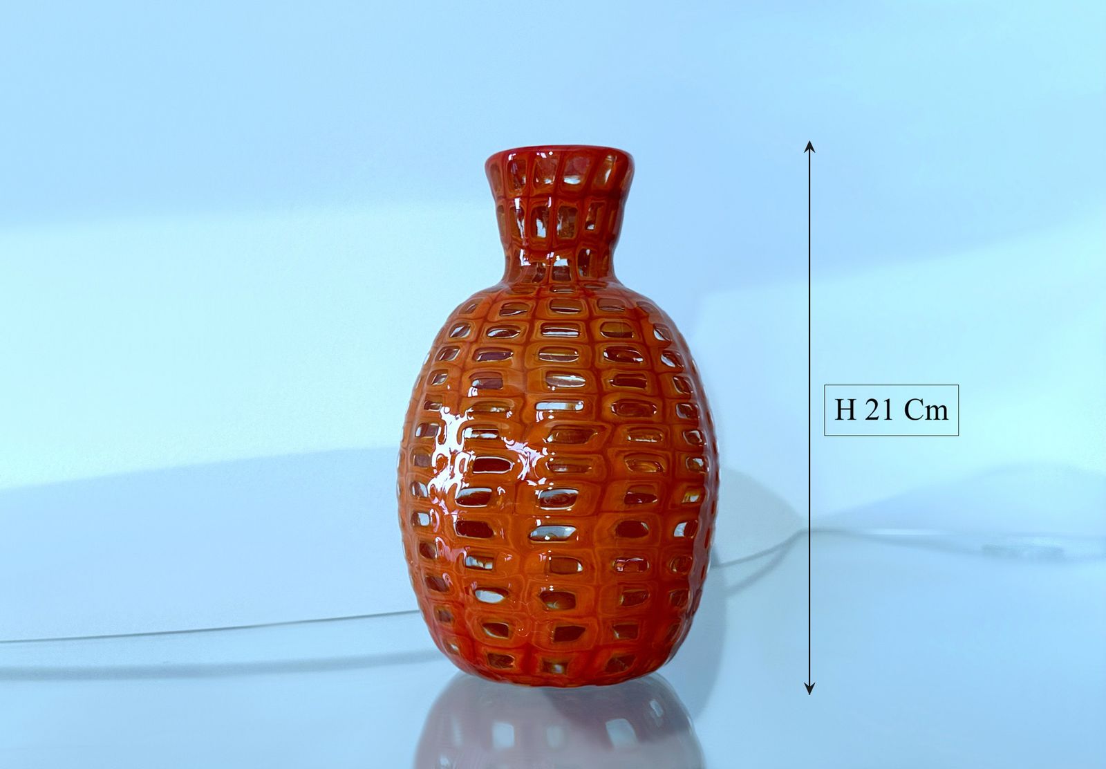 Venini / Vase By Tobia Scarpa Mod. Occhi / Red . Orange / Murano Glass '98 photo 1900.0