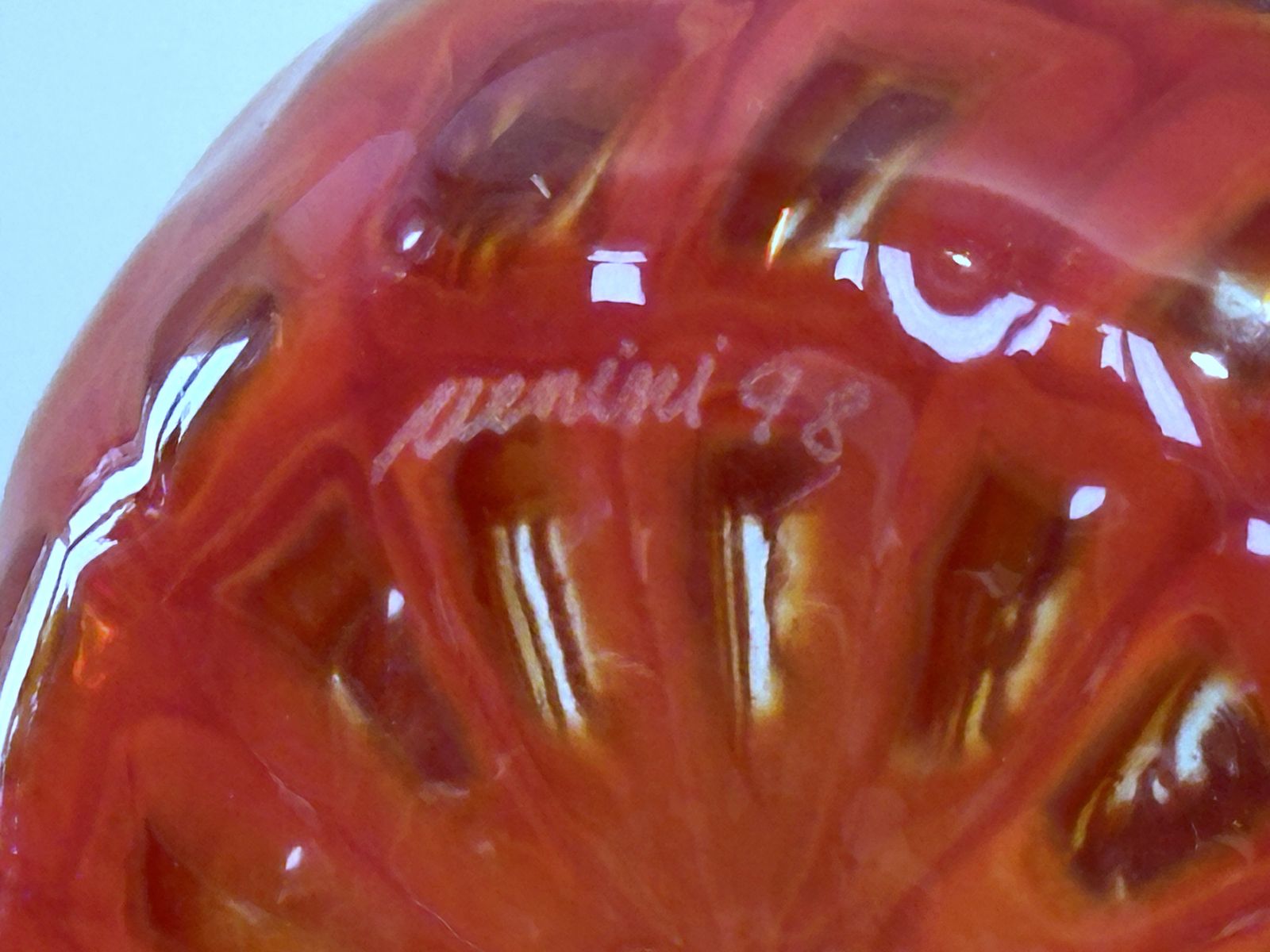 Venini / Vase By Tobia Scarpa Mod. Occhi / Red . Orange / Murano Glass '98 photo buy