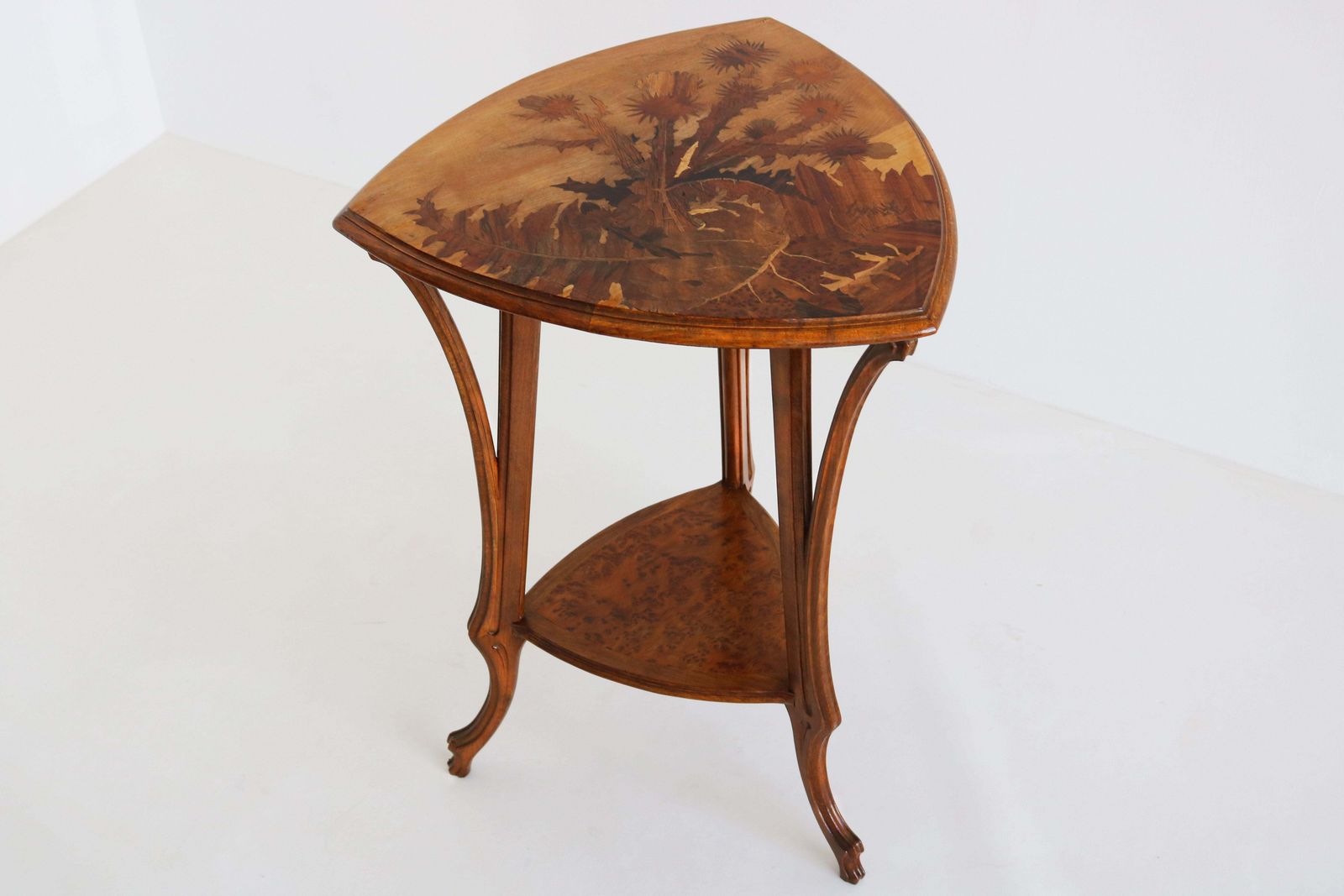 Antiek Frans Art Nouveau Bijzettafeltje "Thistle" Van Emile Gallé, 1900, Guéridon photo Meubels