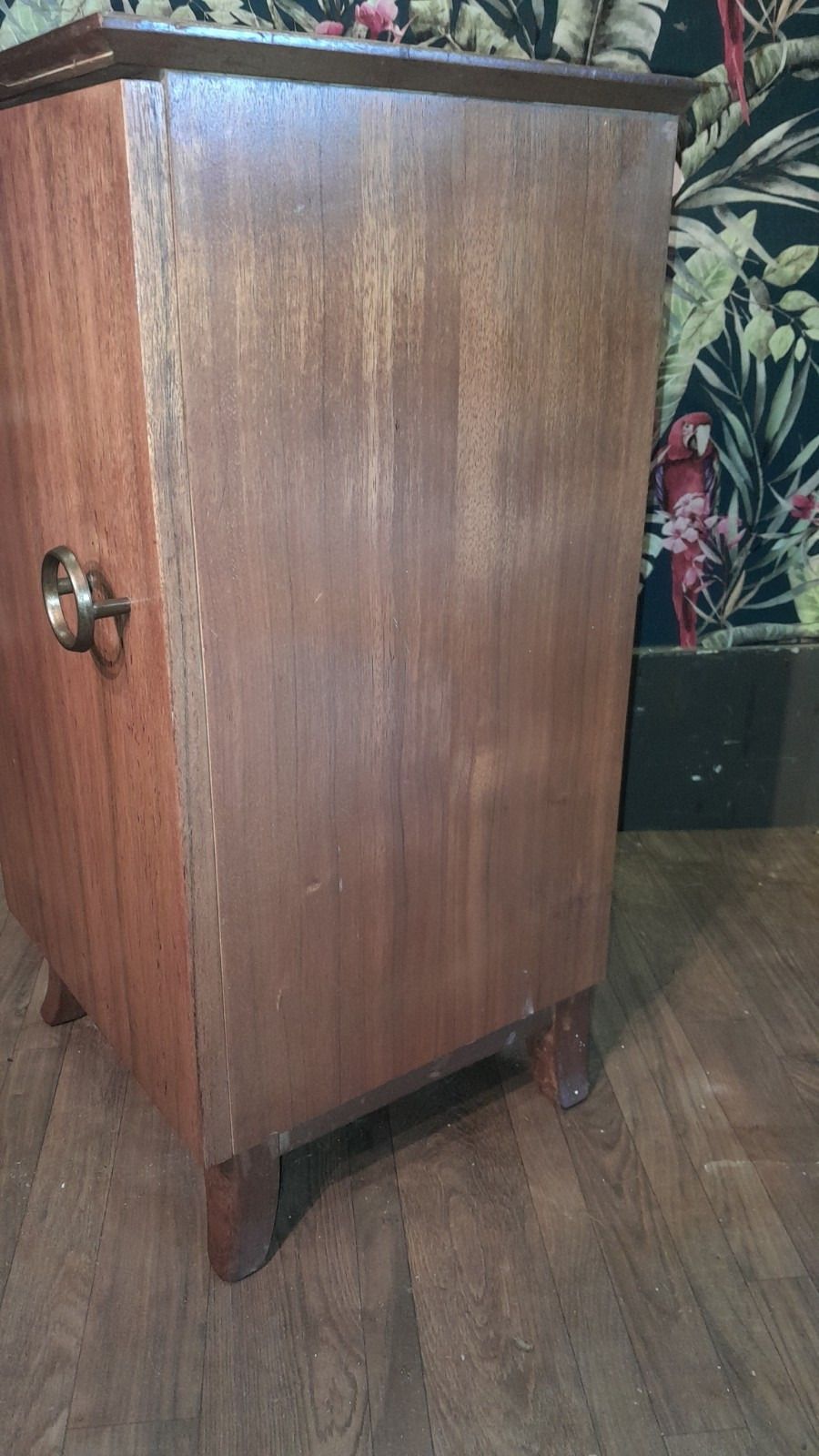 Stylish Mid Century 1 Door Bedside Cabinet With Original Handle. photo vintage