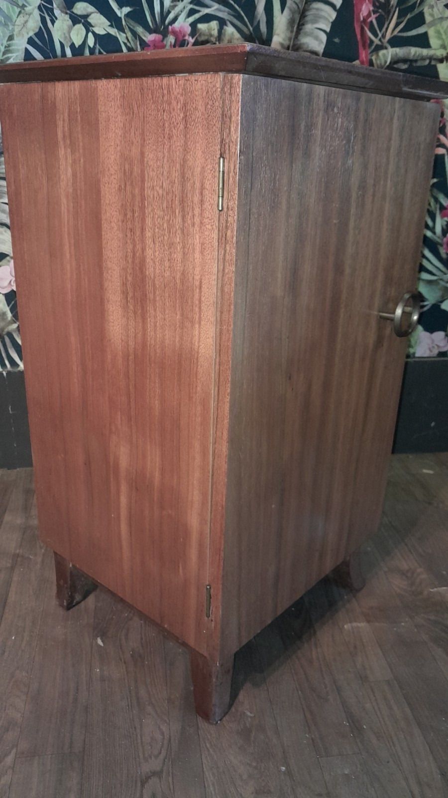 photo furniture Stylish Mid Century 1 Door Bedside Cabinet With Original Handle.