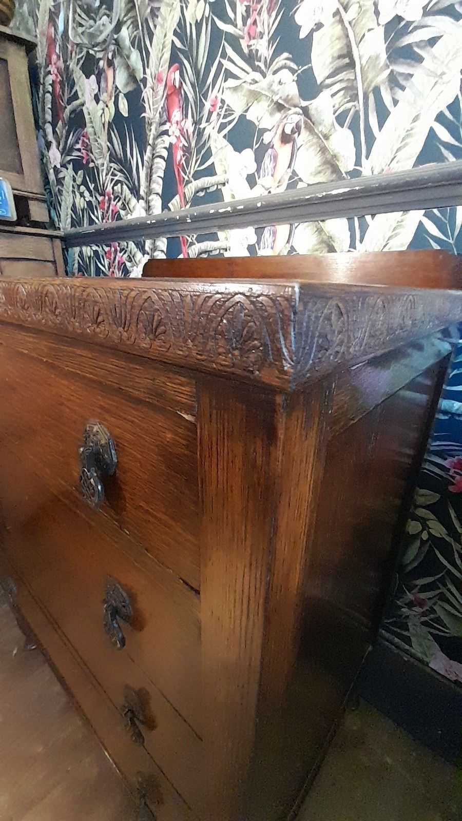 High Quality Antique Solid Oak Chest 4 Drawers With Original Handles photo buy