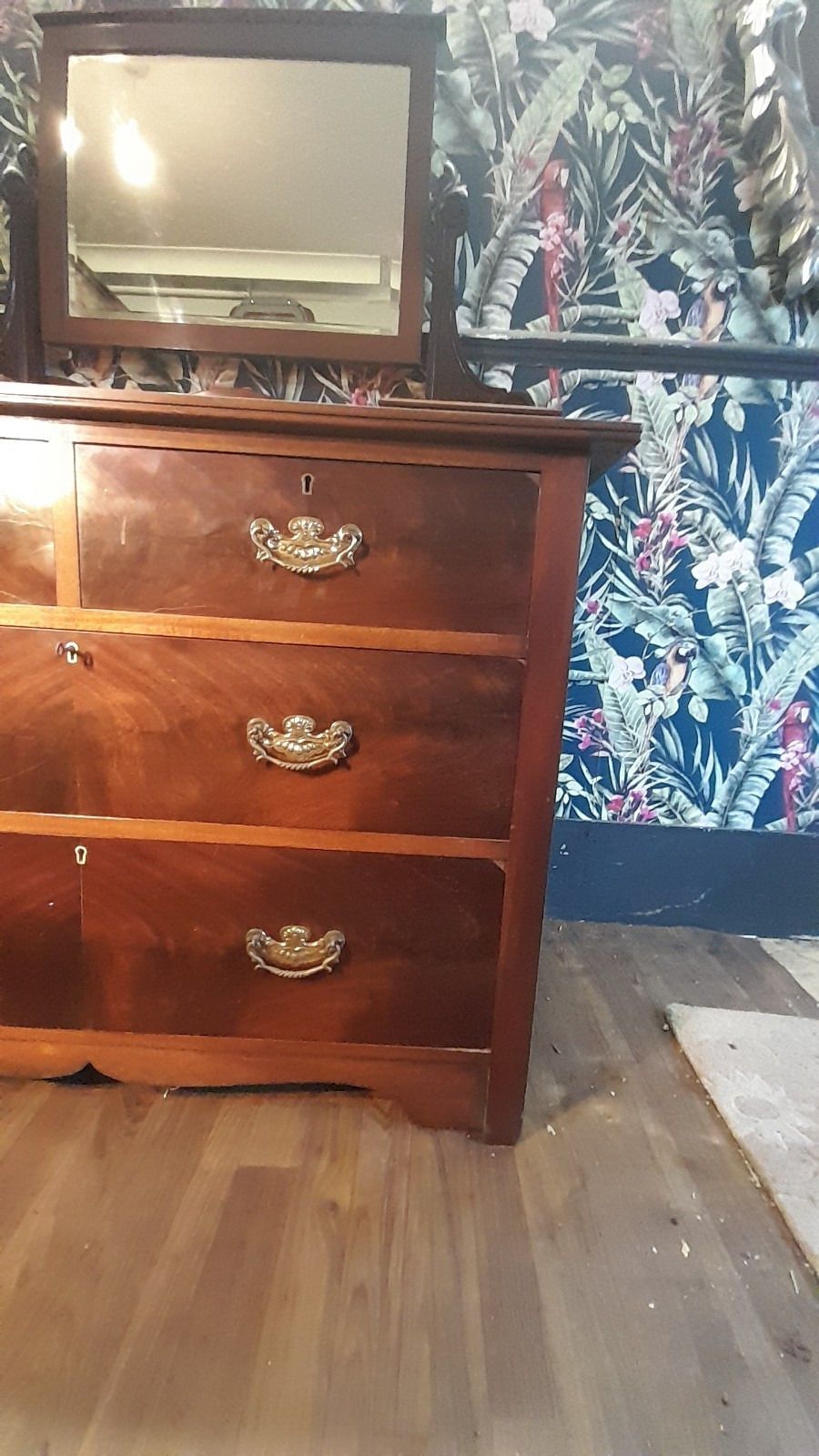 A Flame Mahogany Edwardian Chest Of 2 Drawers/Dressing Table,Original Handles photo furniture