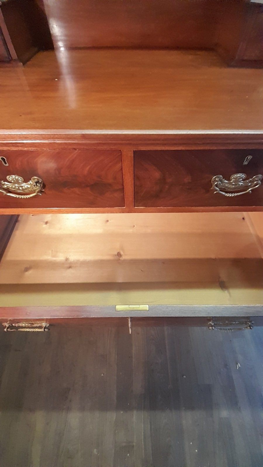 photo vintage A Flame Mahogany Edwardian Chest Of 2 Drawers/Dressing Table,Original Handles