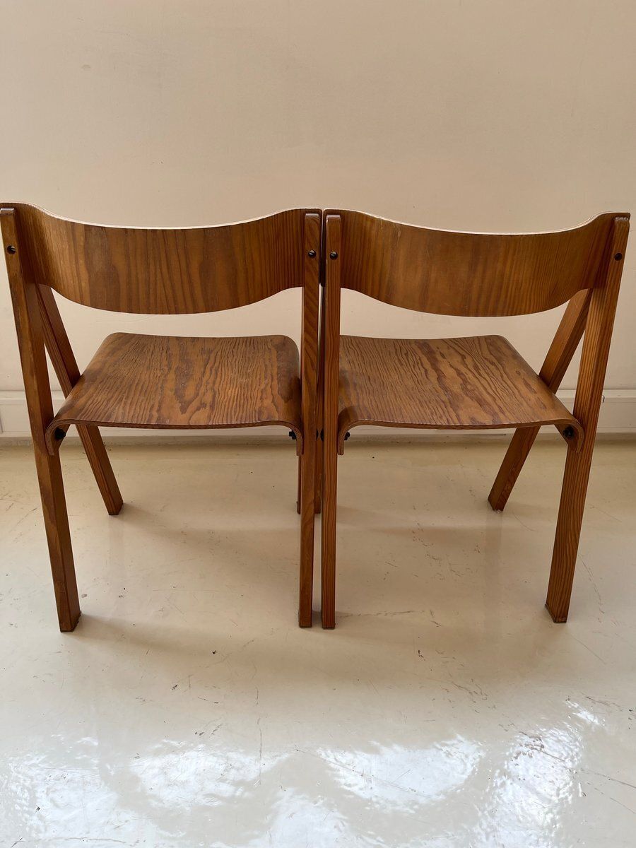 Wooden Chairs By Martins Machado, 1980s, Set Of 2 photo for sale