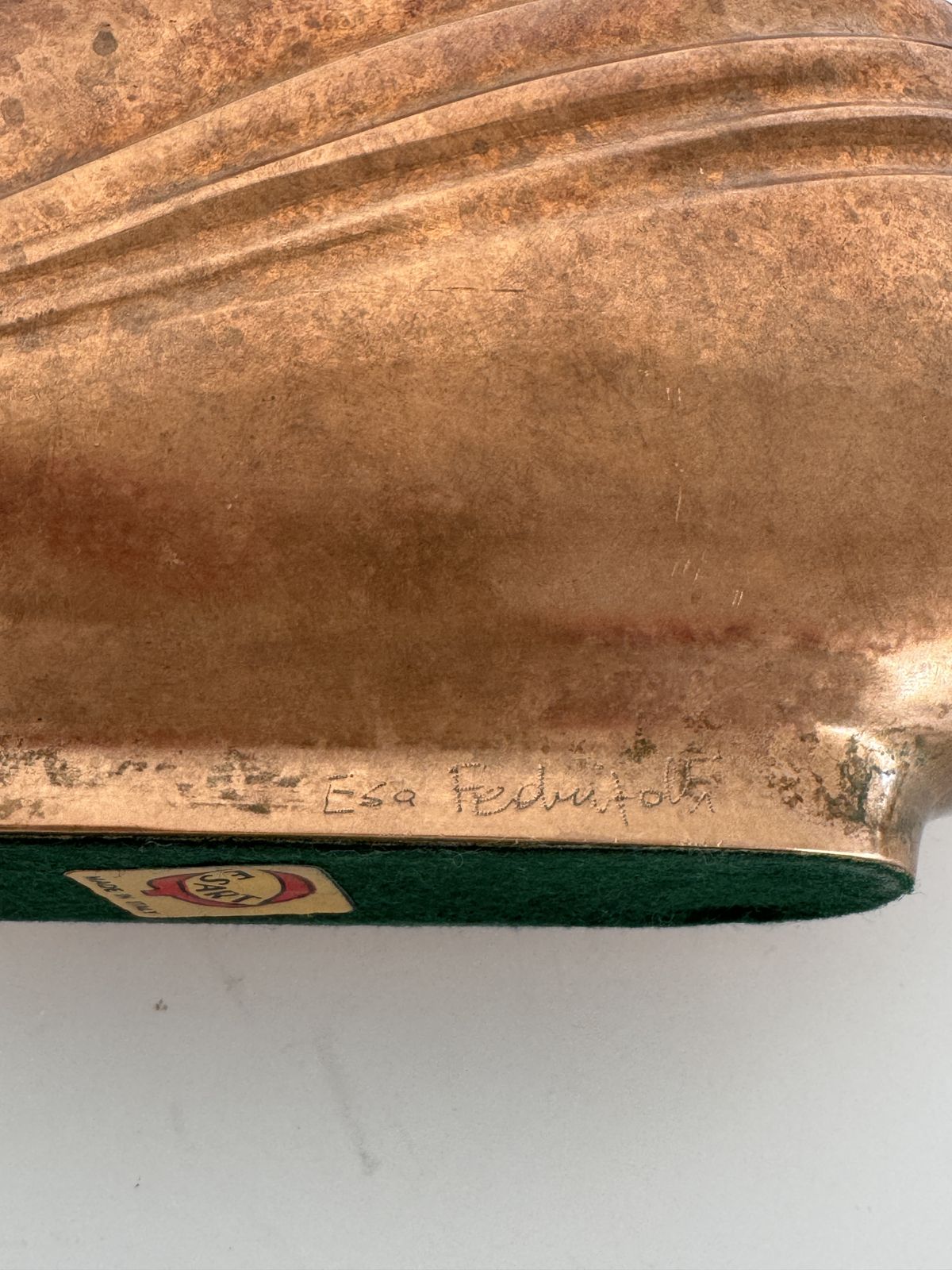 photo buy Esa Fedrigolli Signed Bronze Vase, Italy, 1970s