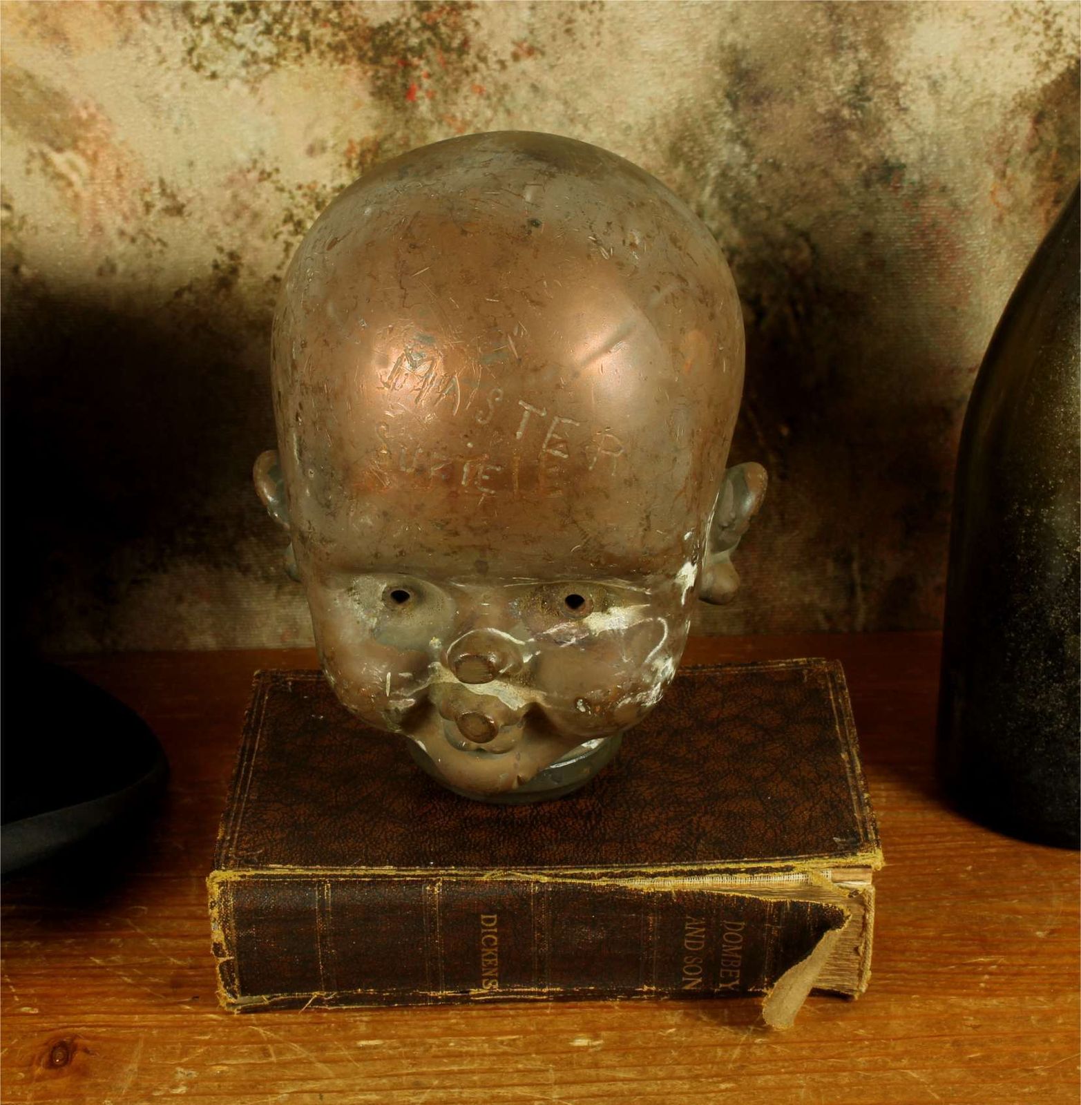 Vintage Doll Head Mould. Large French Copper Master Suzie. Bella Perpignon. photo furniture