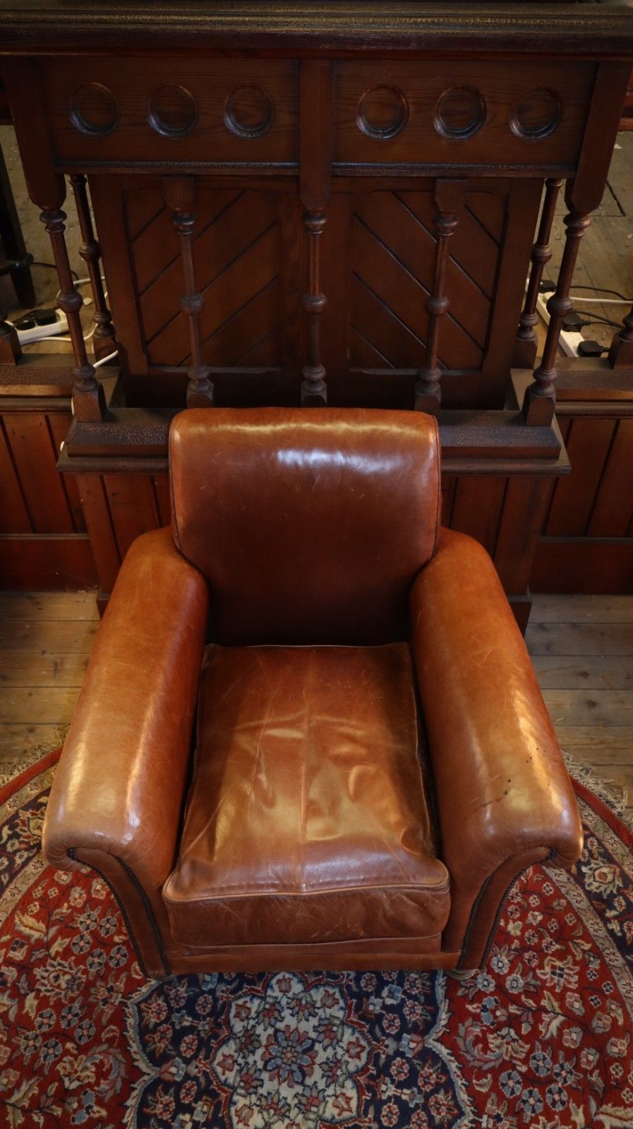 photo vinterior Superb Chairs Of Bath Club Leather Armchair Antique Saddle Tan Reversible Seat🚚