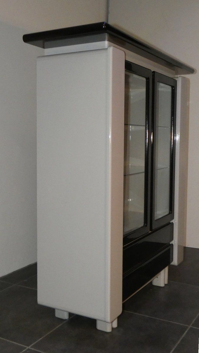 Two Tone Lacquered Wood Bar Cabinet, Italy, 1980s photo furniture