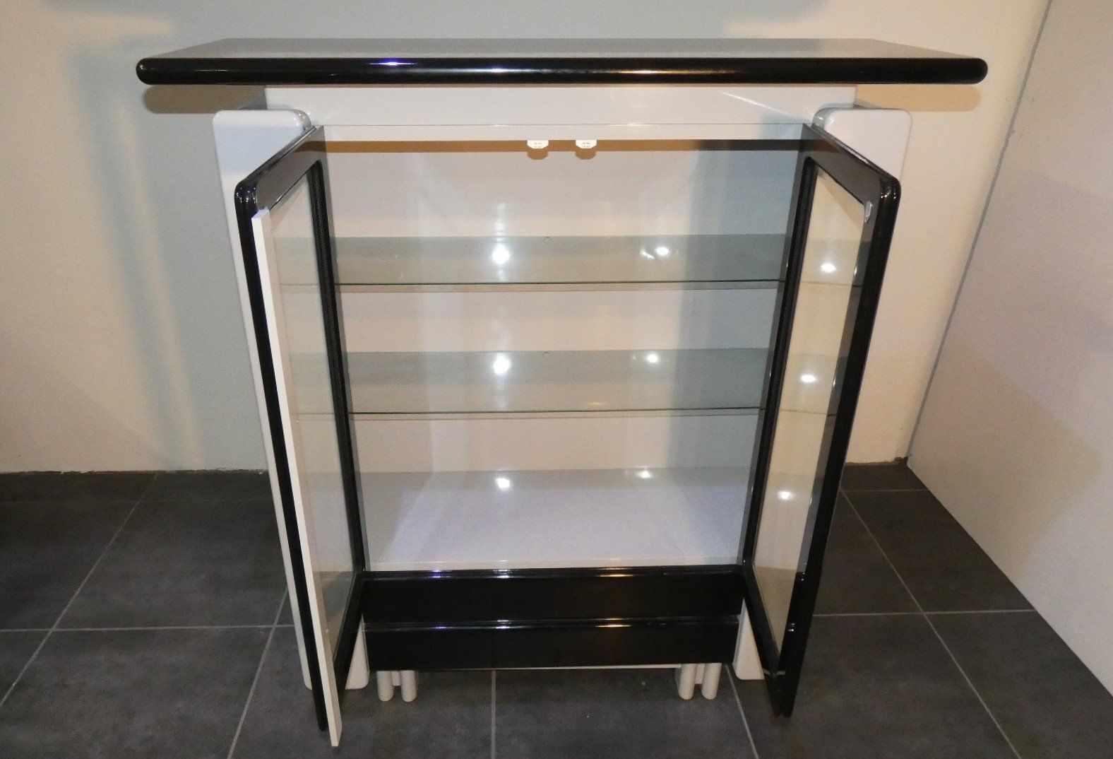 Two Tone Lacquered Wood Bar Cabinet, Italy, 1980s photo Furniture