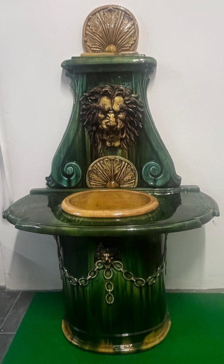 Glazed Terracotta Fountain From Vietri Di Salerno, Italy, 1990s