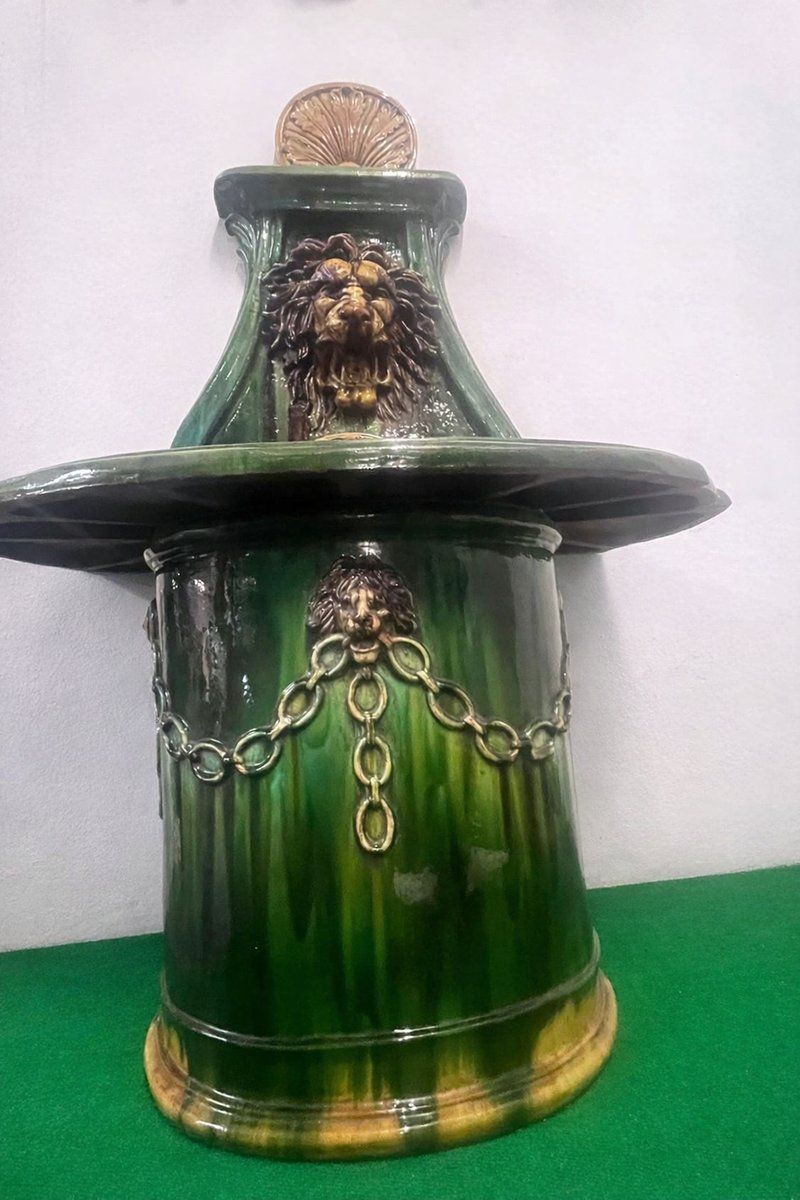Garden Decor Glazed Terracotta Fountain From Vietri Di Salerno, Italy, 1990s photo