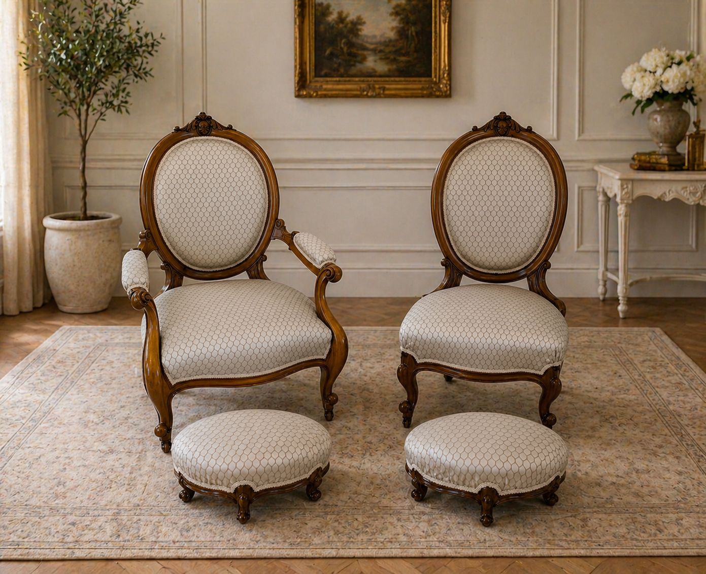 Antique 19th Century Carved Walnut 11 Piece Salon/Drawing Room Suite photo furniture