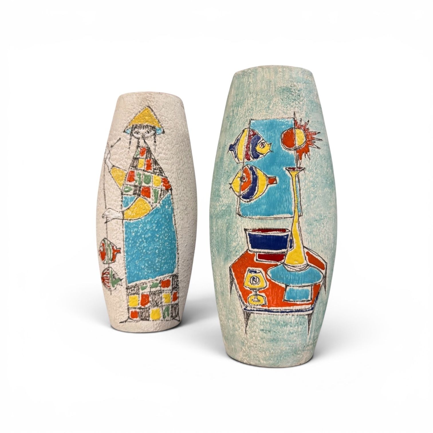 photo buy Pair Of Italian Alla Moda Mid Century Ceramic Vases, C.1950s–60s