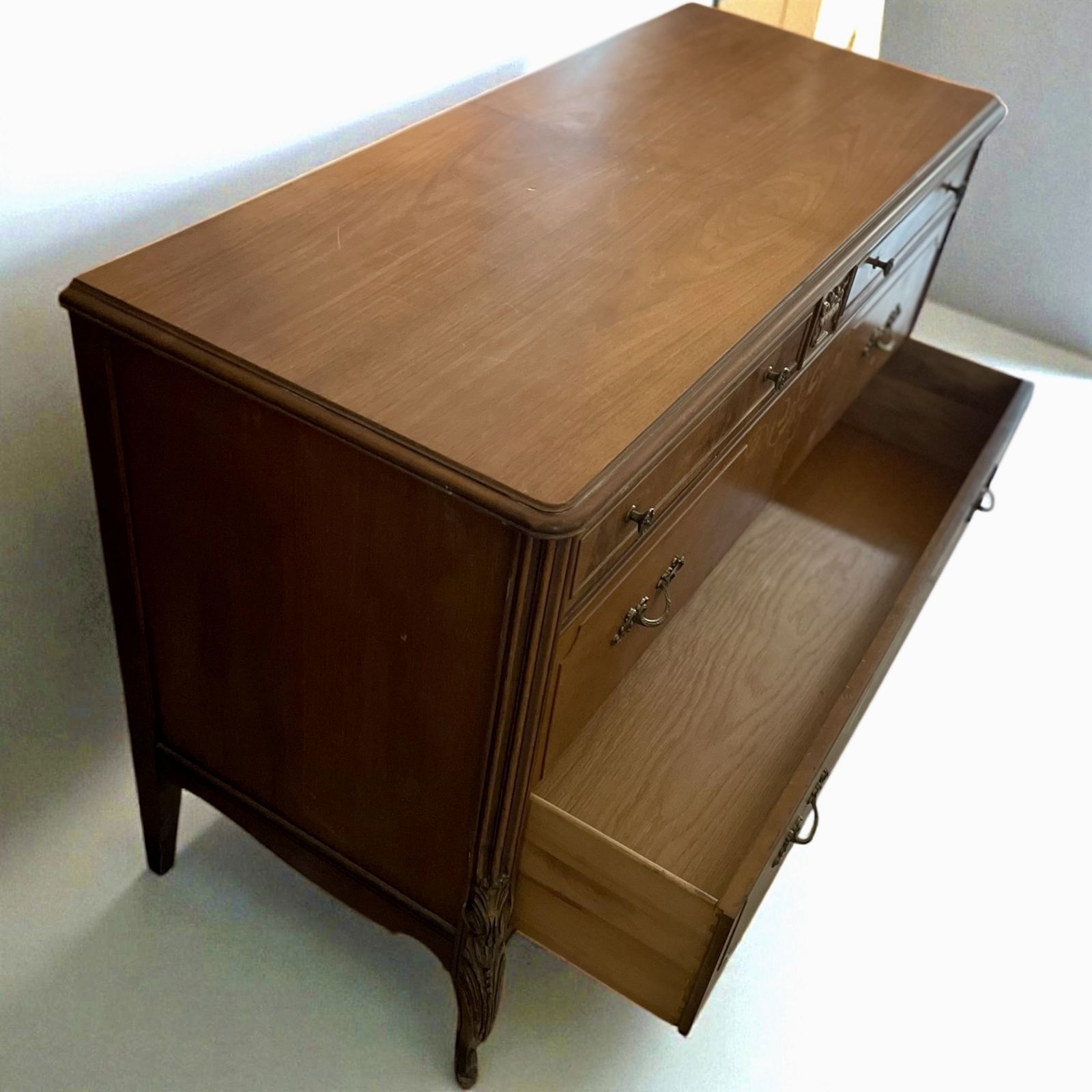 Inlaid Burl Walnut French Large Wide Chest Drawers 1930s photo Furniture