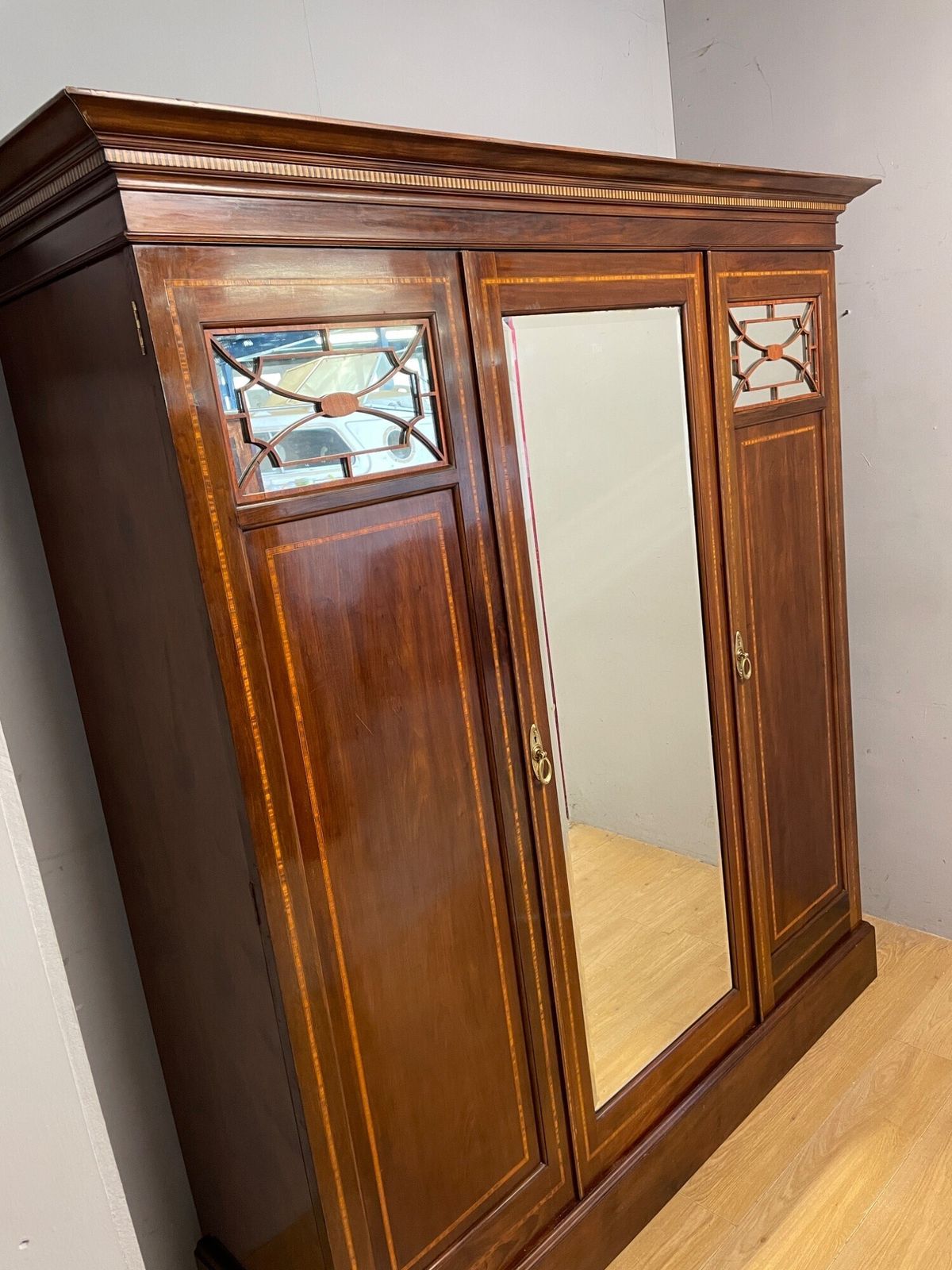 photo for sale Late C19th Inlaid Mahogany Wardrobe By Maple And Co London