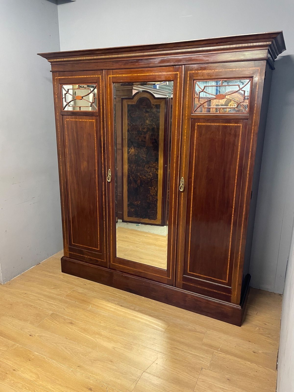 photo buy Late C19th Inlaid Mahogany Wardrobe By Maple And Co London
