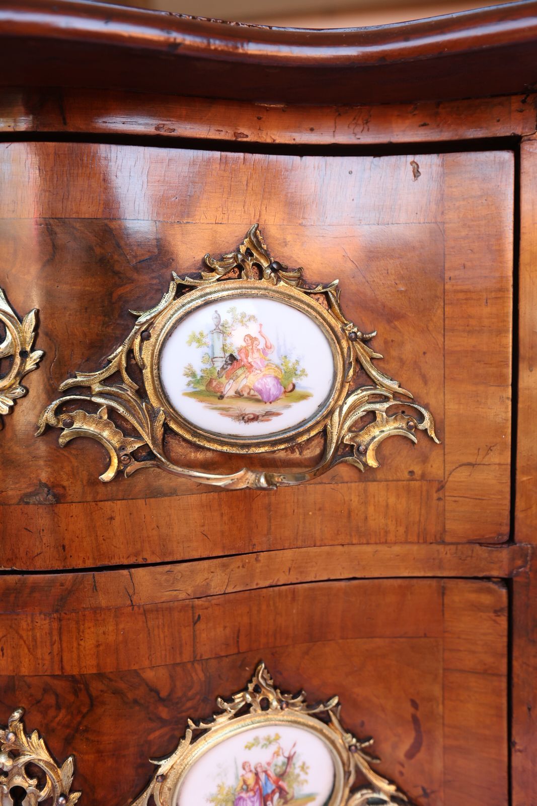 C19th French Walnut Cameo Plaque Chest photo Furniture