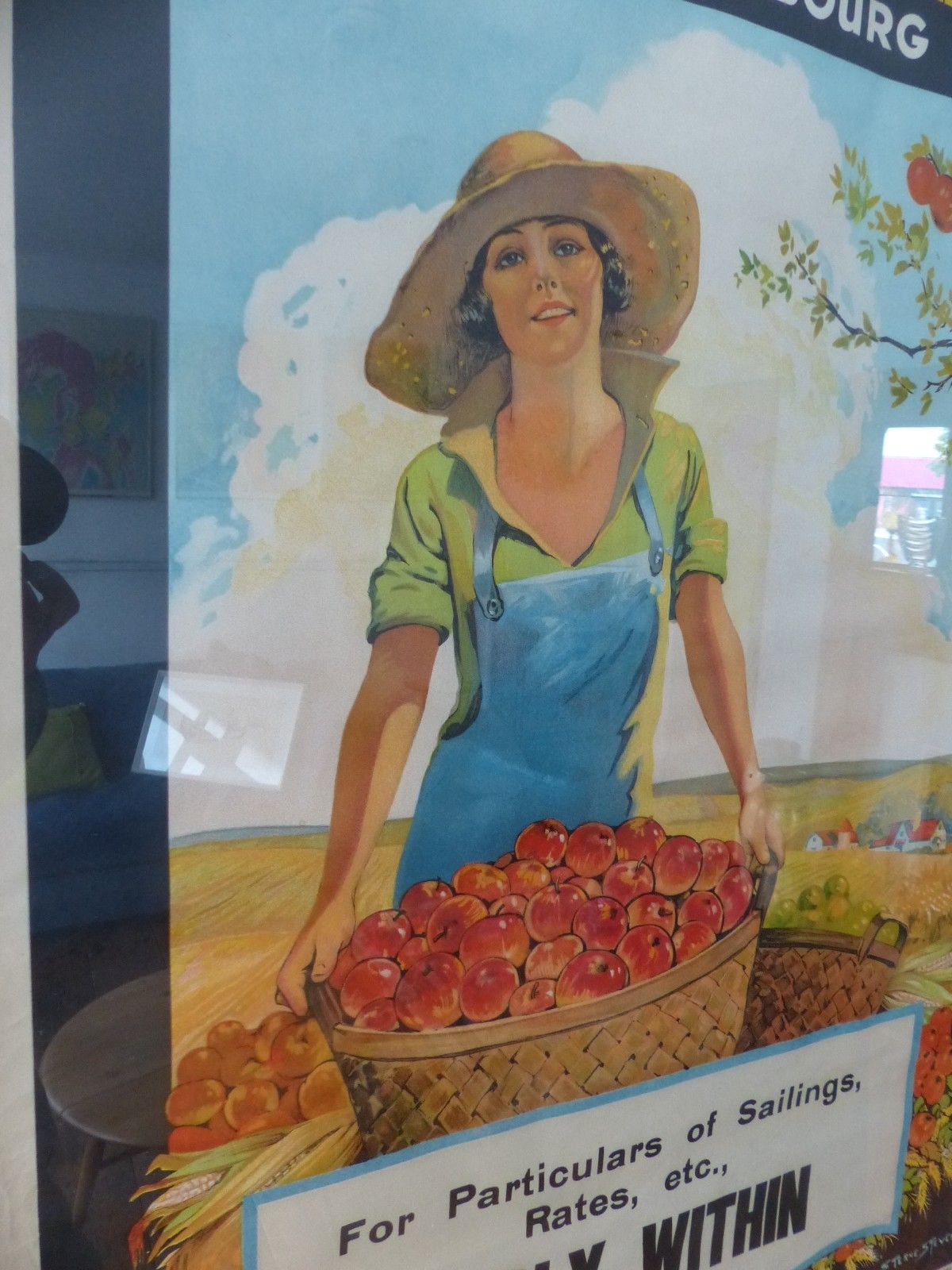 Vintage Original 1930 Red Star Line Canada Travel Colour Lithograph Poster photo vinterior