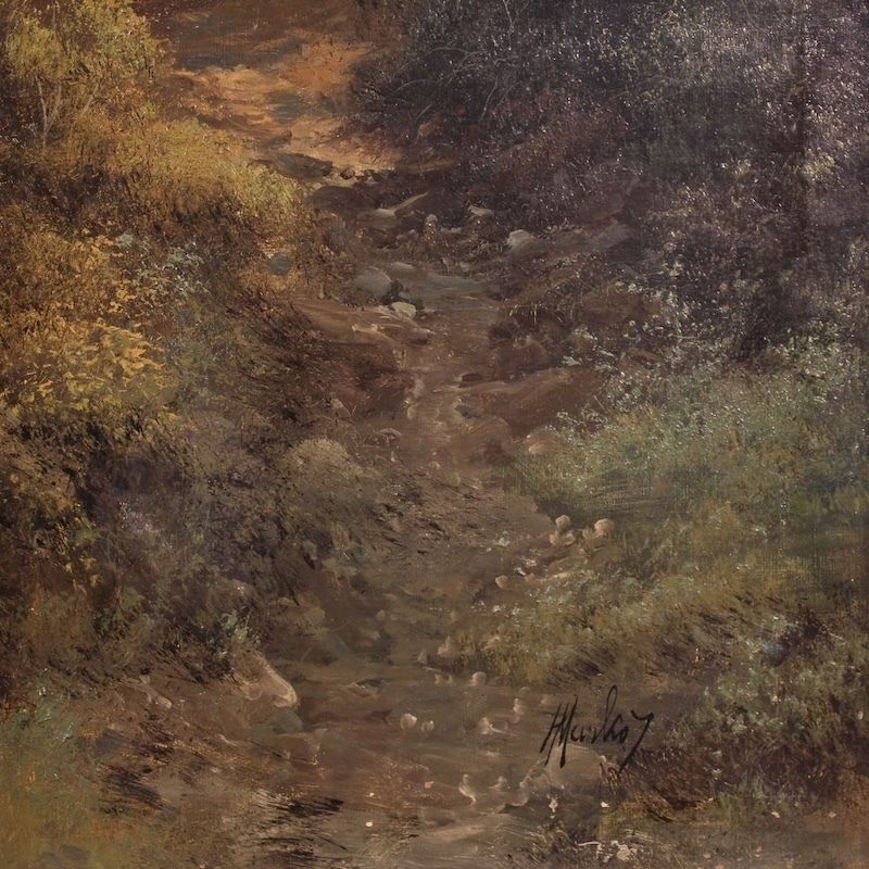 Tableau italien, paysage forestier signé Marko, XIXe siècle photo Art