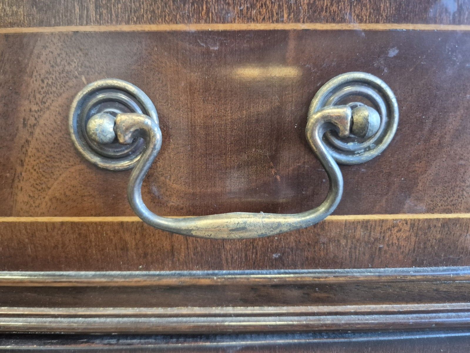 Furniture Vintage Queen Anne Style Burr Walnut Writing Bureau With Inkwells And Keys photo