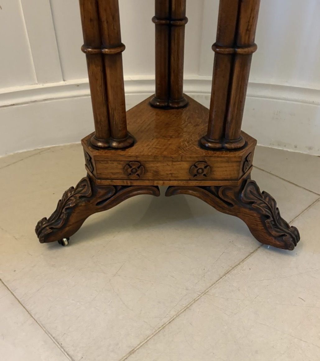 photo vinterior Antique 19th Century Pollard Oak Occasional Side Table Lift Top Carved Base