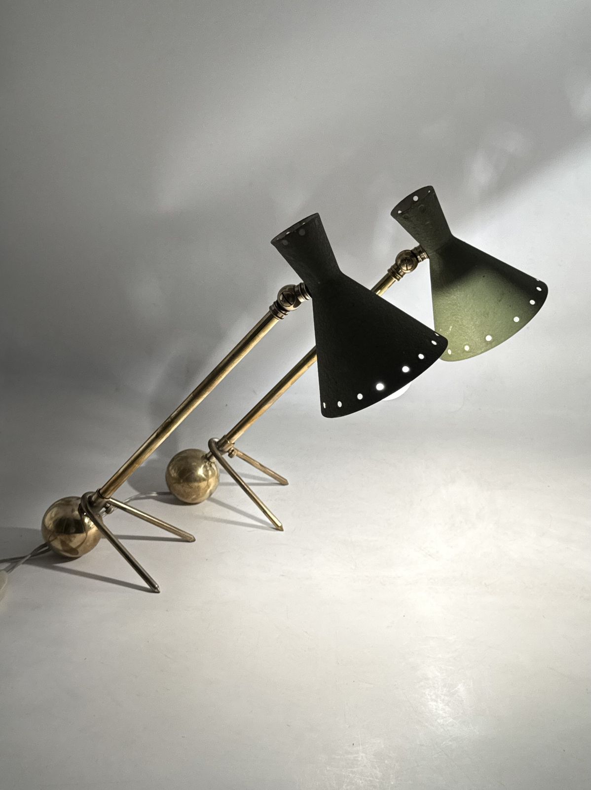 Lighting Mid Century Set Of 2 Table Lamps, Attrib. To Stilnovo Milano Italy, 1950s photo
