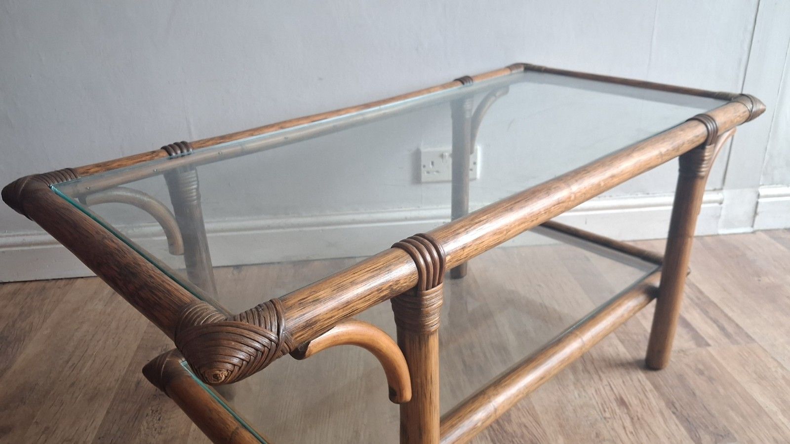 Superb  1970's Bamboo ,Rattan And Glass Mid Century Drinks /Coffee Table photo Furniture