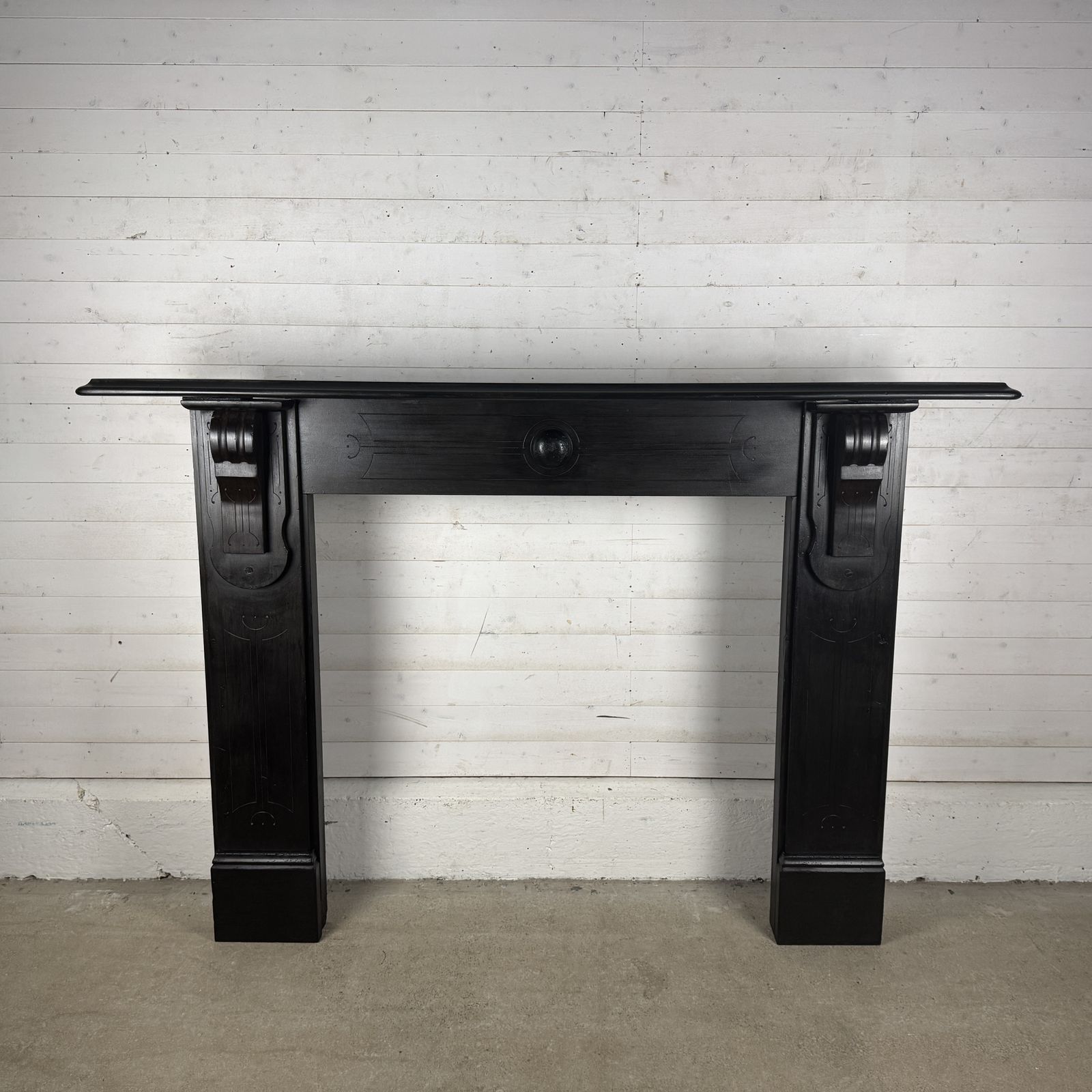 Large Original Edwardian Slate Fire Surround With Corbels