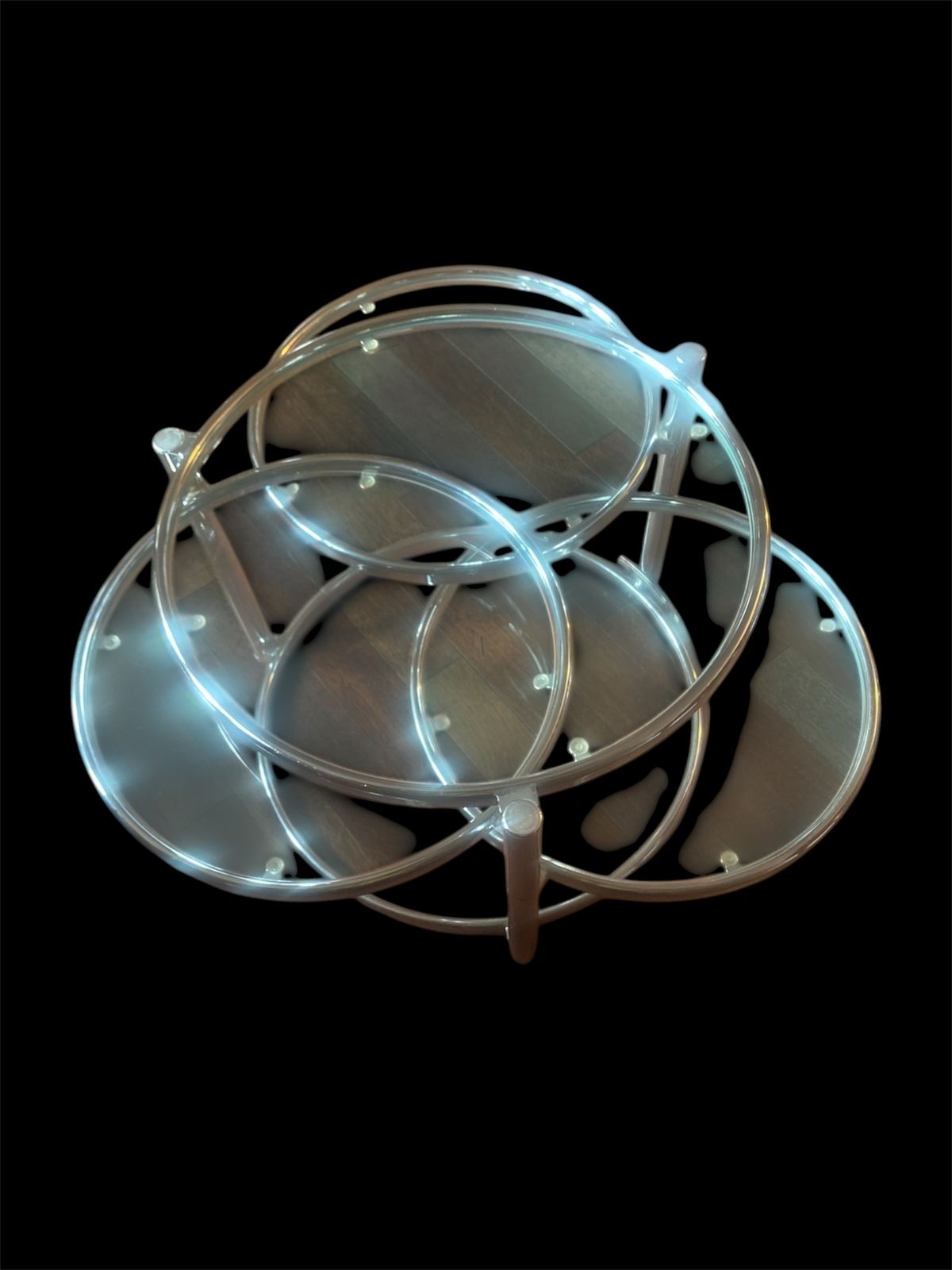 Leitmotiv ‘Triple Swivel’ Chrome And Glass Table photo vinterior