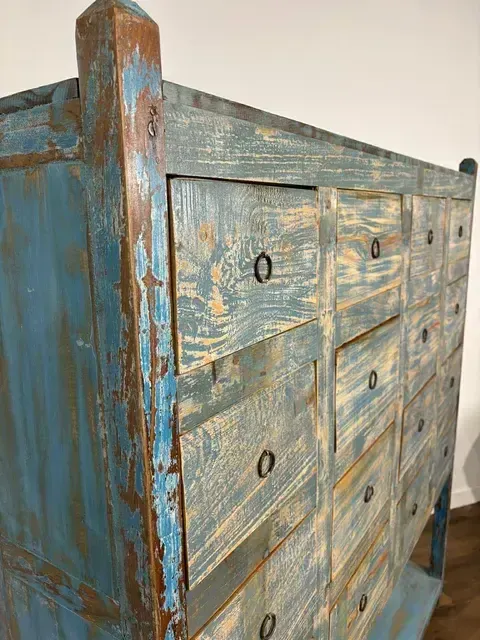 Large Rustic 16 Drawer Reclaimed Wooden Unit photo furniture