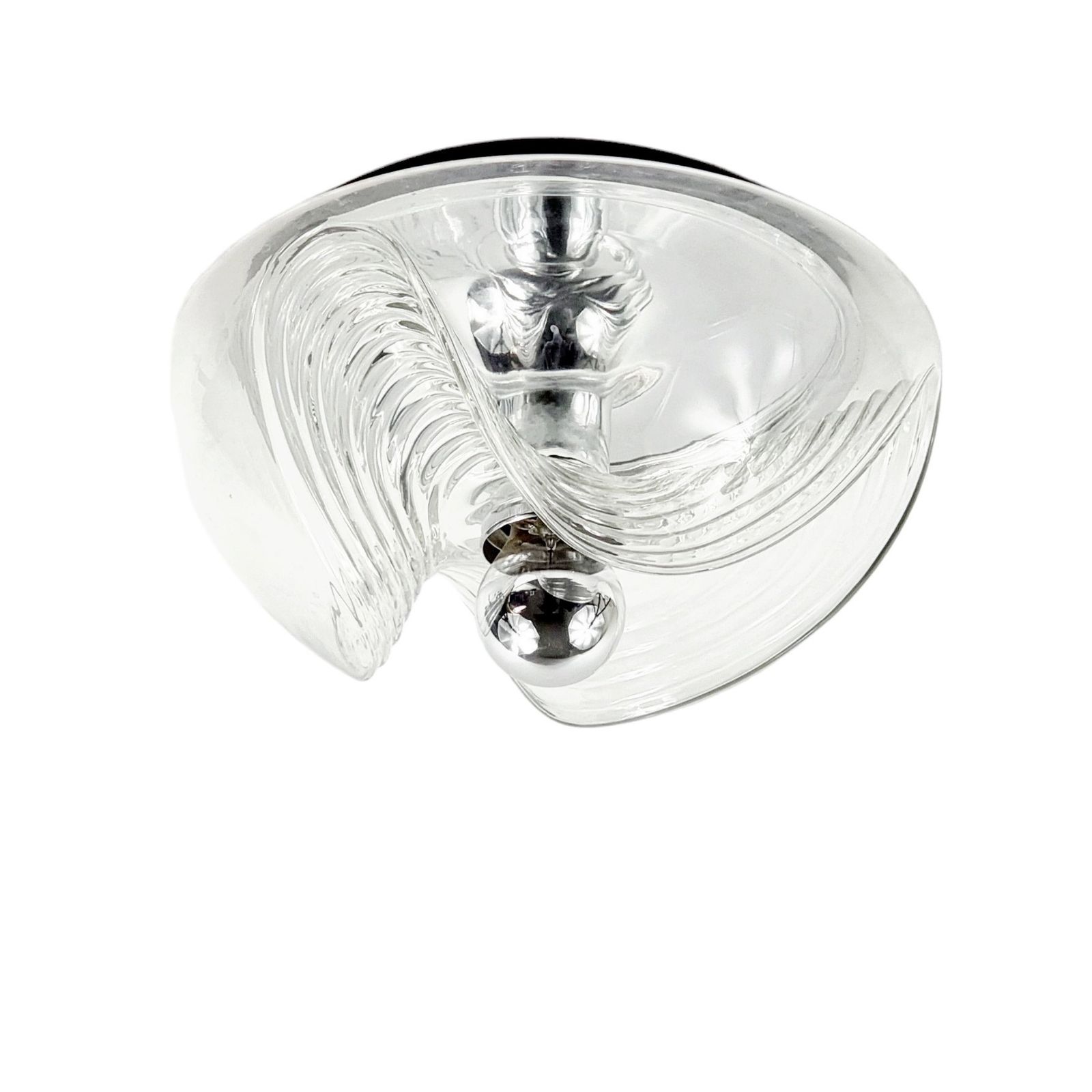 Plafonnier mid-century Space Age modèle Wave en verre, Koch & Lowy pour Peill & Putzler, Allemagne, années 1970