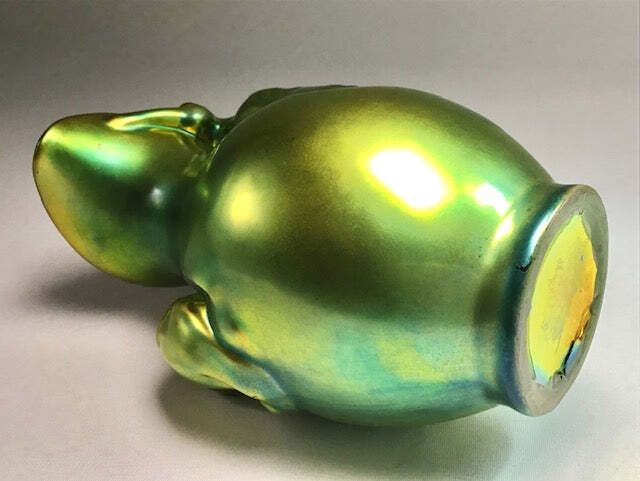 photo furniture Zsolnay Vase, Art Nouveau, Luminescent Green