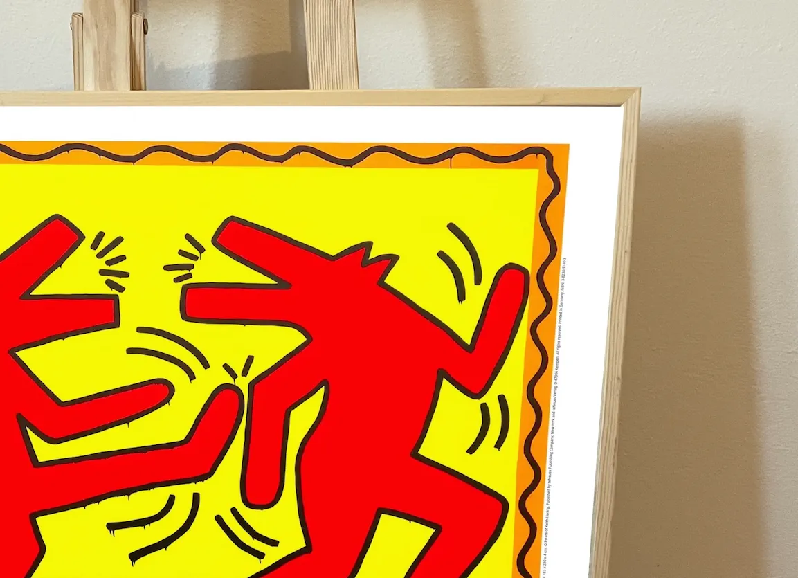 Keith Haring – “Dancing Dogs” Framed Pop Art Print photo Art