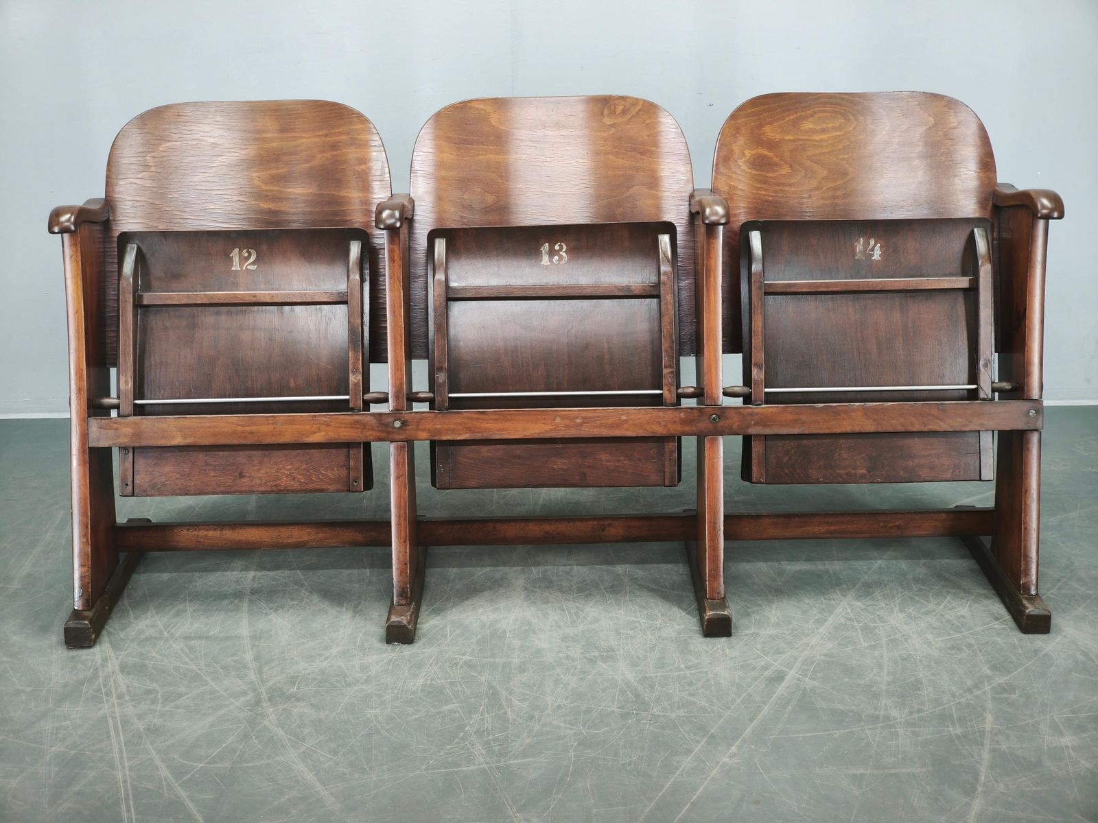 Rare 1920s Czechoslovak Three Seat Cinema Bench, Thonet Style photo furniture