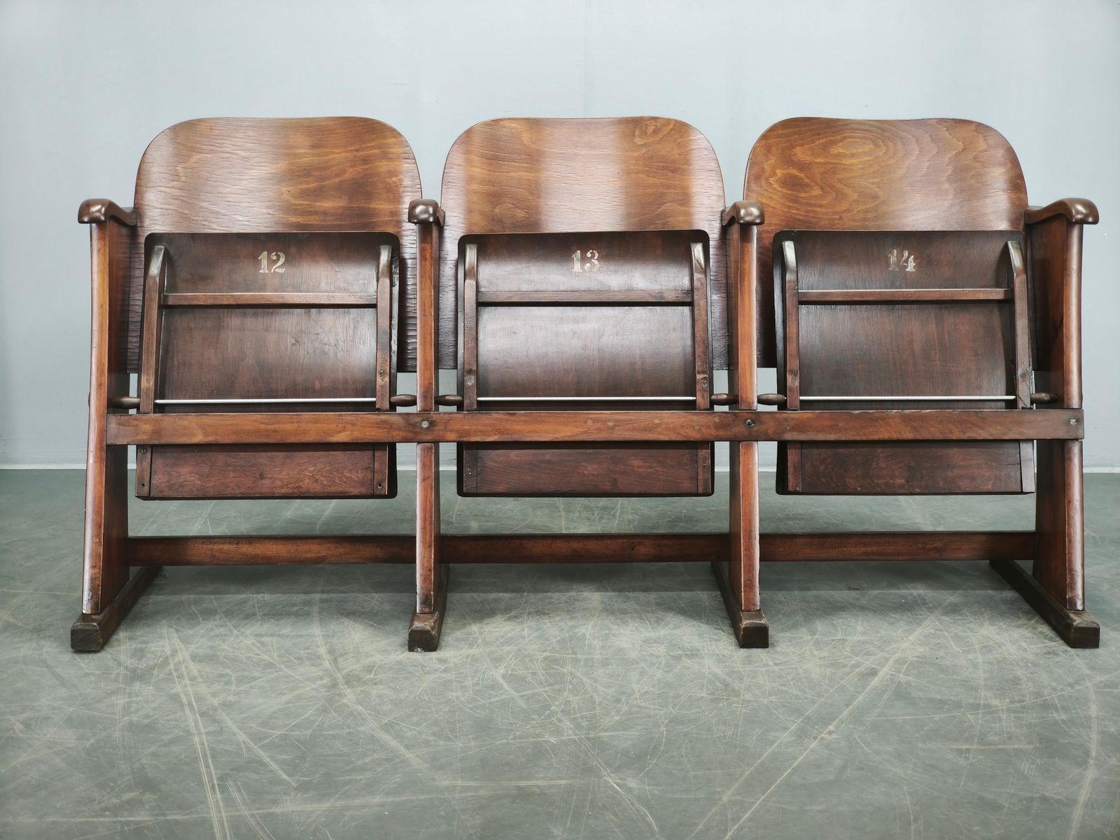 Rare 1920s Czechoslovak Three Seat Cinema Bench, Thonet Style photo vinterior
