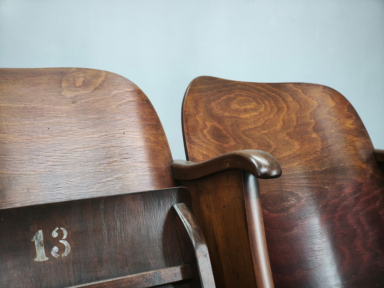 Furniture Rare 1920s Czechoslovak Three Seat Cinema Bench, Thonet Style photo