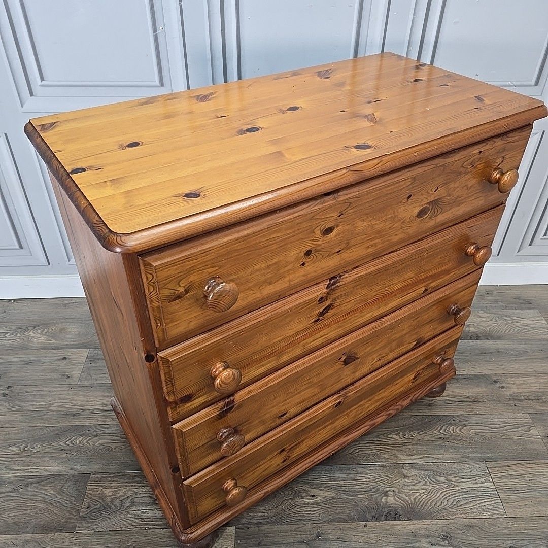 Vintage Chest Of Drawers Ducal Victoria Pine 4 Drawer Retro Solid Wood Commode photo for sale