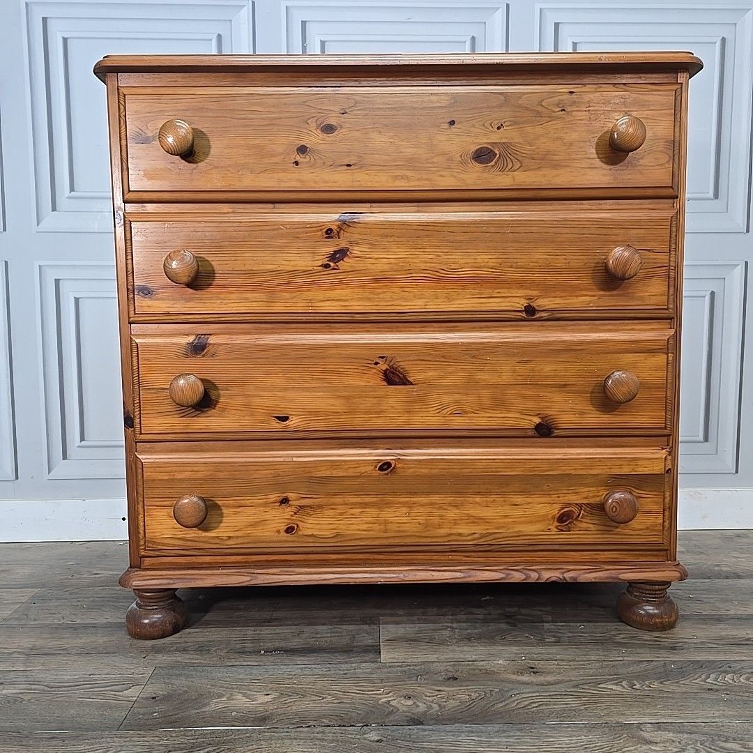 Furniture Vintage Chest Of Drawers Ducal Victoria Pine 4 Drawer Retro Solid Wood Commode photo