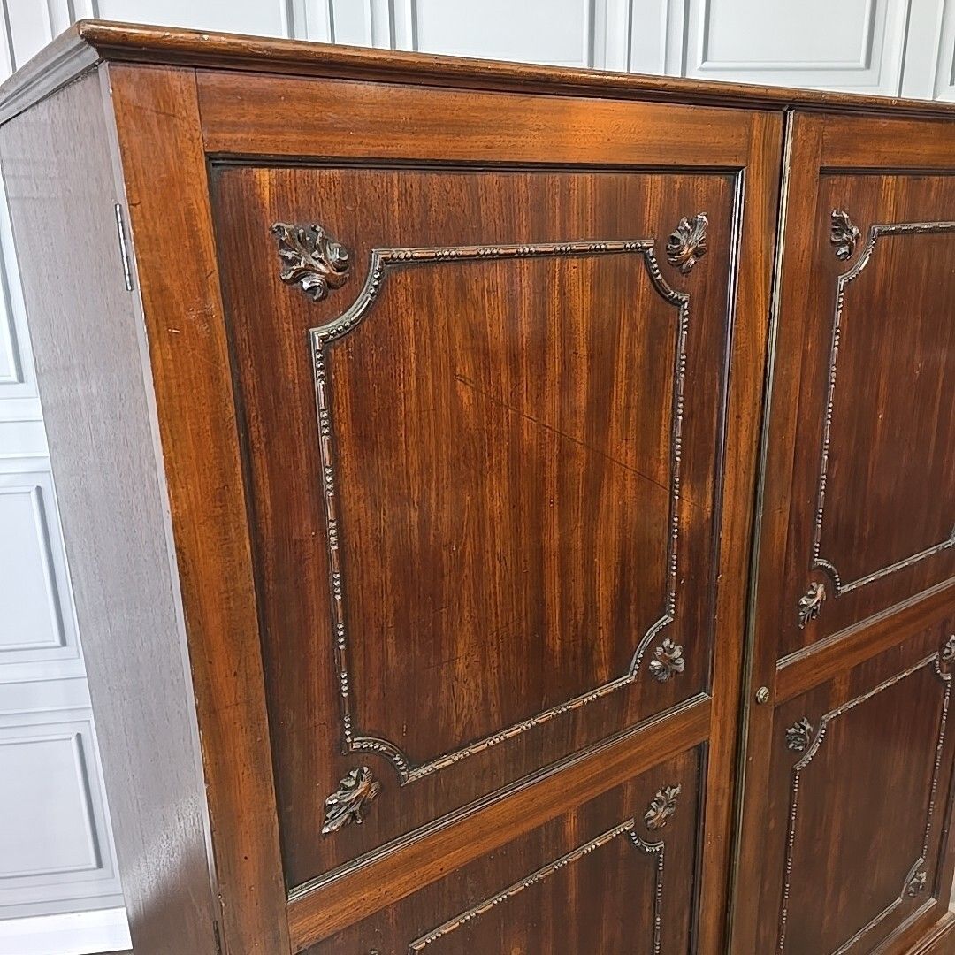 Antique Tallboy Wardrobe Vintage Georgian Style Wood Double Gentleman's Cupboard photo Furniture