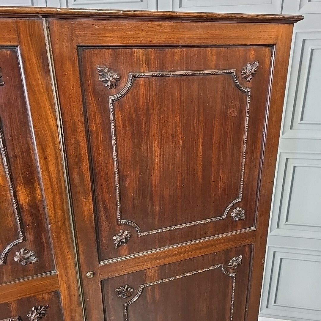 Antique Tallboy Wardrobe Vintage Georgian Style Wood Double Gentleman's Cupboard photo vinterior
