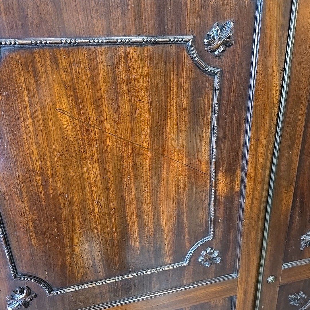 Antique Tallboy Wardrobe Vintage Georgian Style Wood Double Gentleman's Cupboard photo vintage