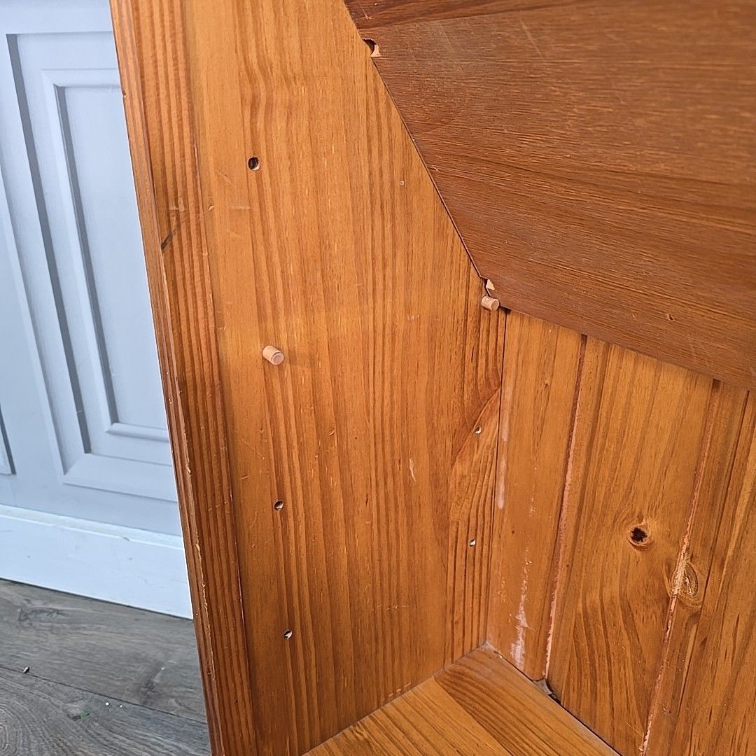 photo buy Retro Low Wooden Bookcase 3 Shelf / Shelves Country Farmhouse Vintage Solid Pine