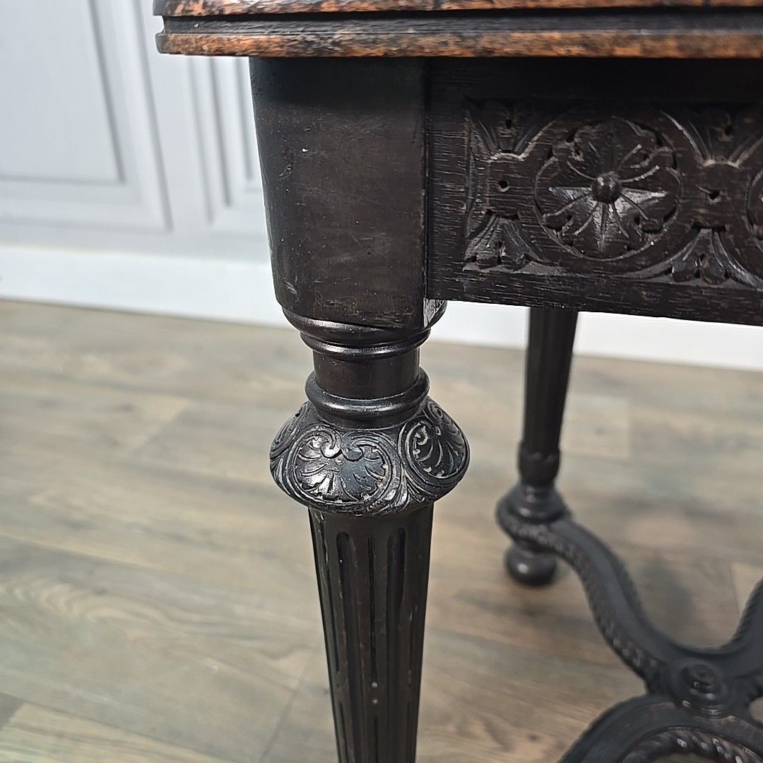 Antique Victorian Bedroom Chair Carved Ebonised Side – Renaissance Style Wooden photo vintage