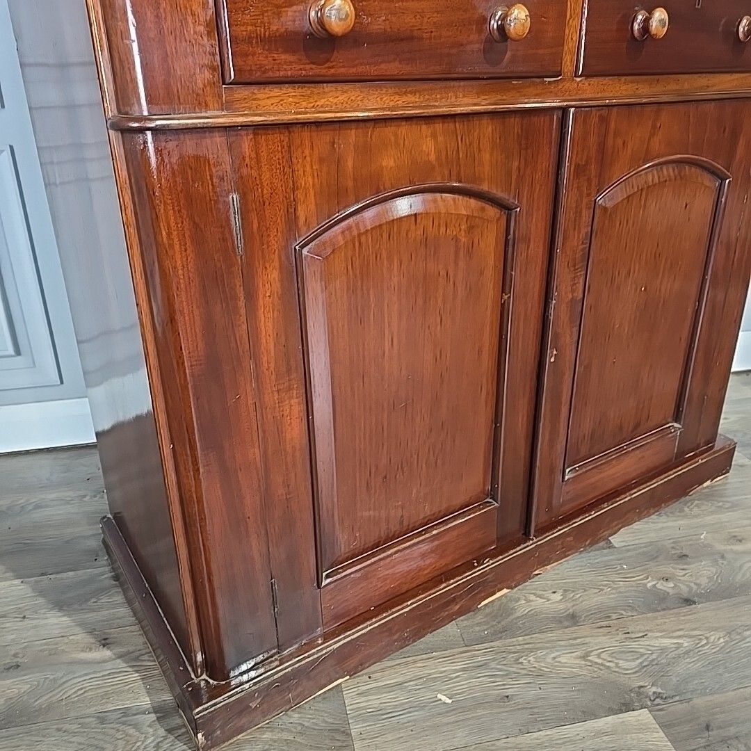 Antique Victorian Library Bookcase Shelf Shelves Glazed Mahogany Glass Wooden photo vintage