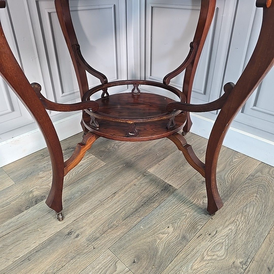 Antique Aesthetic Movement Table – Inlaid Window Side Centre End Table Wooden photo for sale