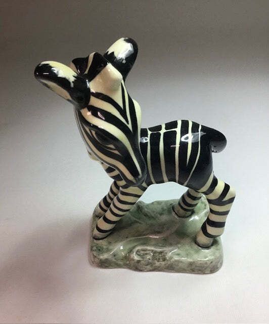 Art Deco Ceramics Goldscheider. Goldscheider's Vintage Zebra (1940s) photo vinterior