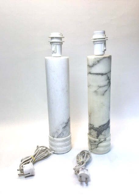 photo furniture Bergboms Mid Century Pair Table Lamps In Carrara Marble (Sweden, 1960s)